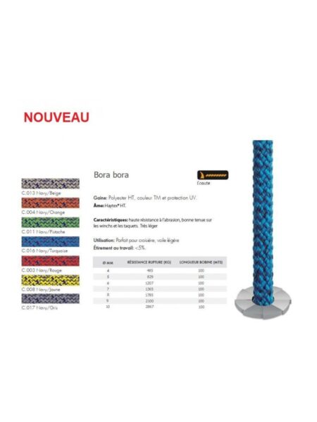 Ecoute Polyester pré-étirée BORA-BORA - chinée